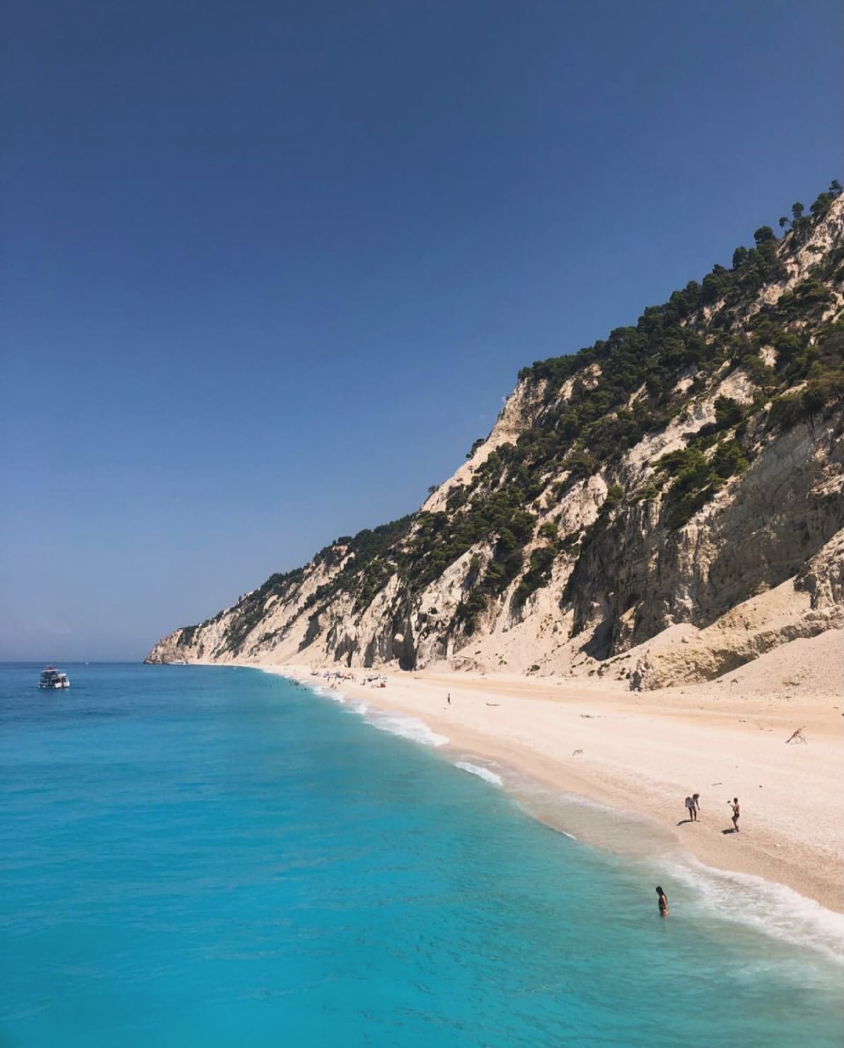 Egremni beach, Lefkada — turquoise Ionian waters below dramatic cliffs